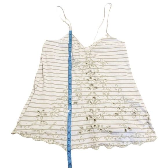 Free People Top Women’s Seafaring Striped Embroidered Tunic Ivory Cutout Small - Picture 6 of 11